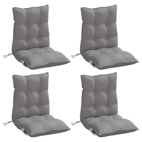vidaXL Lowback Chair Cushions 4 pcs Grey Oxford Fabric