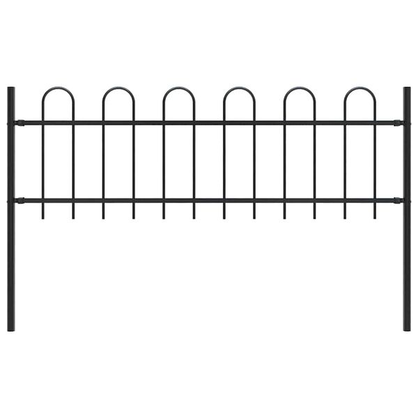 vidaXL Garden Fence with Hoop Top Steel 1.8 m Black