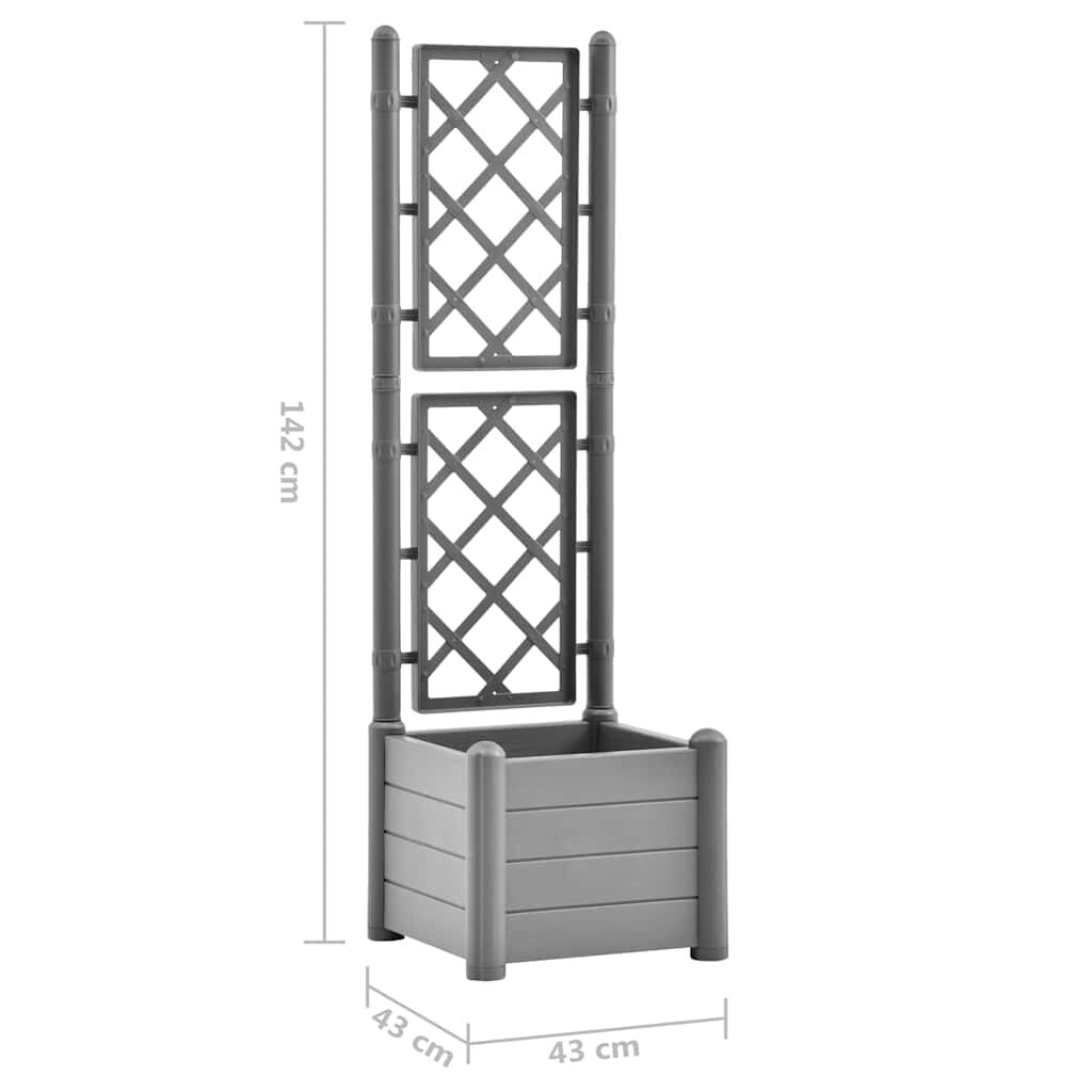 vidaXL Garden Planter with Trellis 43x43x142 cm PP Stone Grey