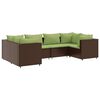 vidaXL 6 Piece Garden Lounge Set with Cushions Brown Poly Rattan