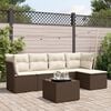 vidaXL 6 Piece Garden Sofa Set with Cushions Brown Poly Rattan