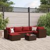 vidaXL 7 Piece Garden Lounge Set with Cushions Brown Poly Rattan