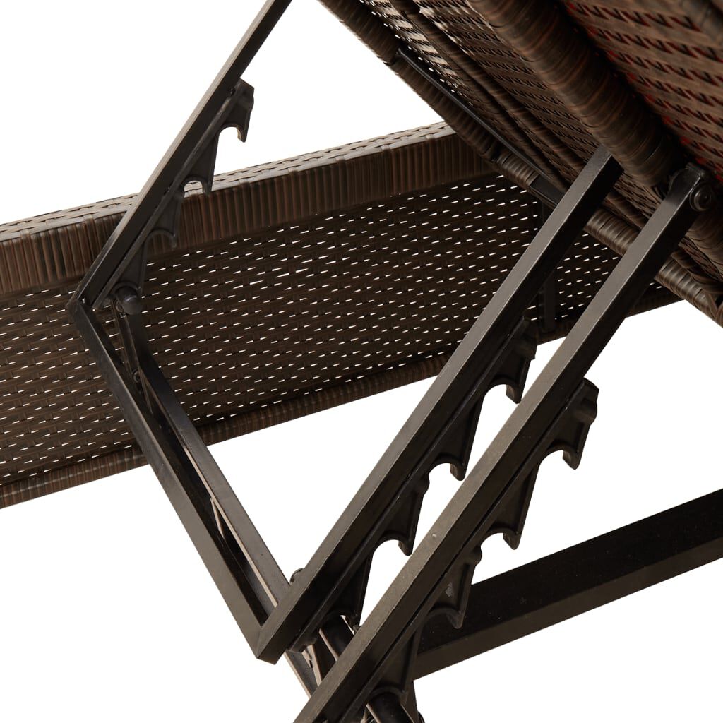 vidaXL Double Sun Lounger with Cushions Brown Poly Rattan
