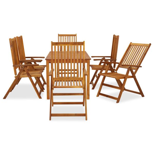 vidaXL 7 Piece Outdoor Dining Set Solid Acacia Wood