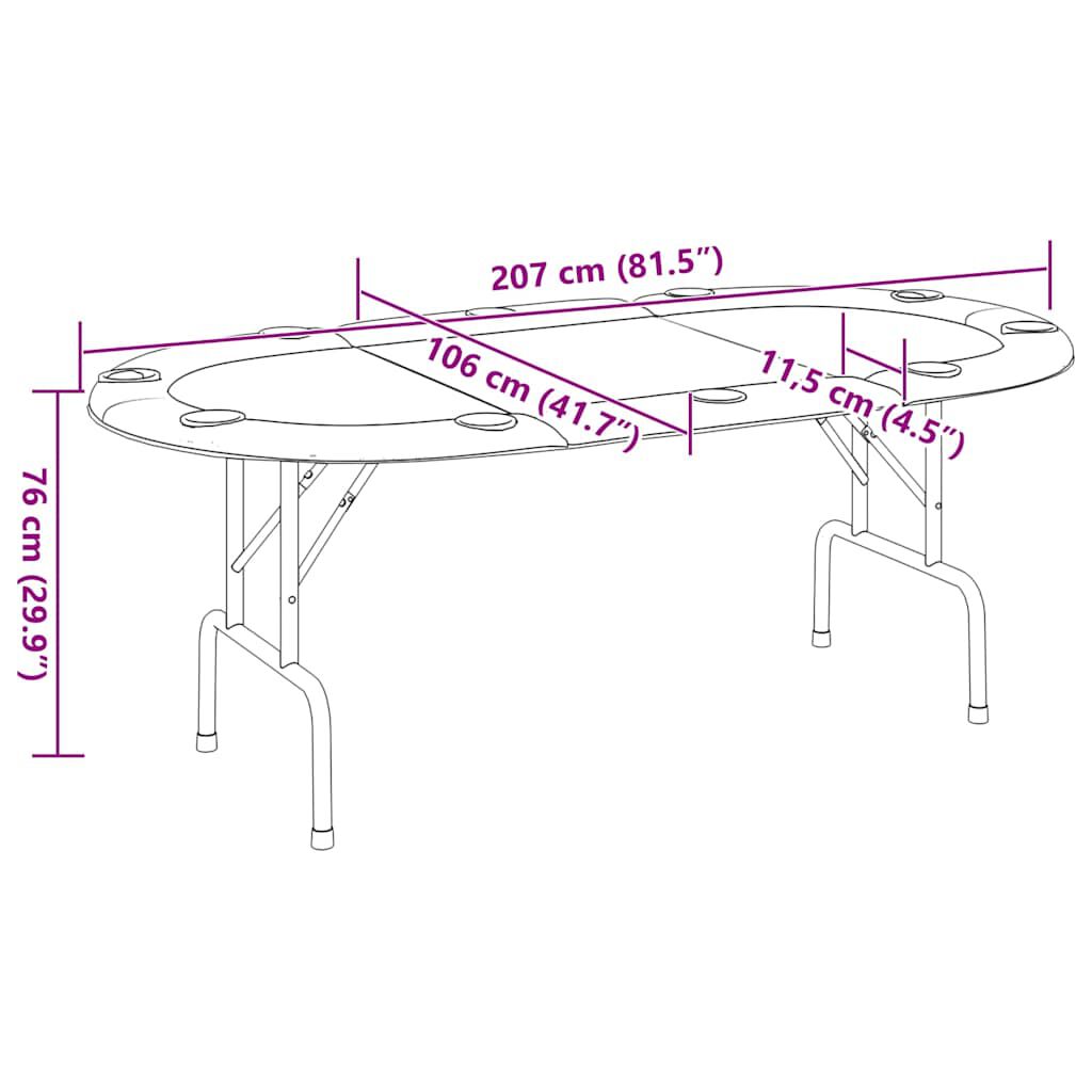 vidaXL 10-Player Folding Poker Table Blue 207x106x76 cm
