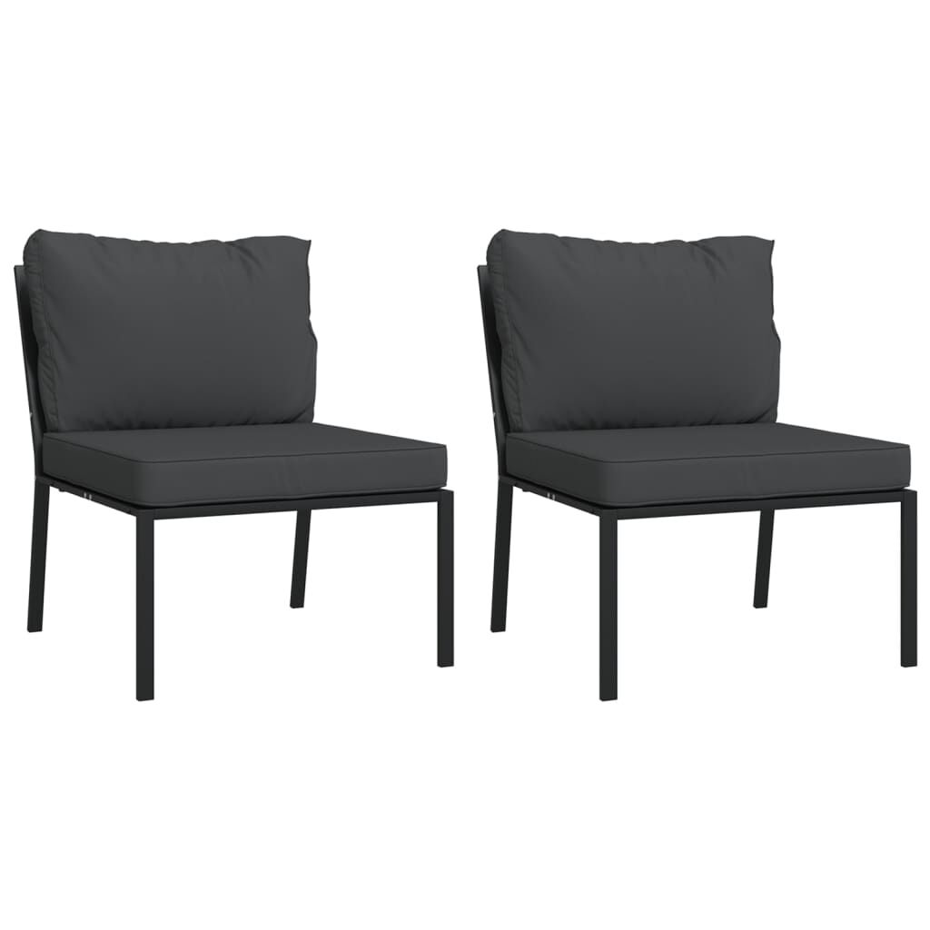vidaXL 7 Piece Garden Lounge Set with Grey Cushions Steel