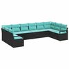 vidaXL Garden Sofa Set 10 pcs Black and Turquoise Poly Rattan