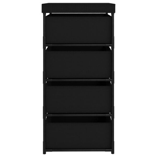 vidaXL Storage Rack with 4 Fabric Baskets Steel Black