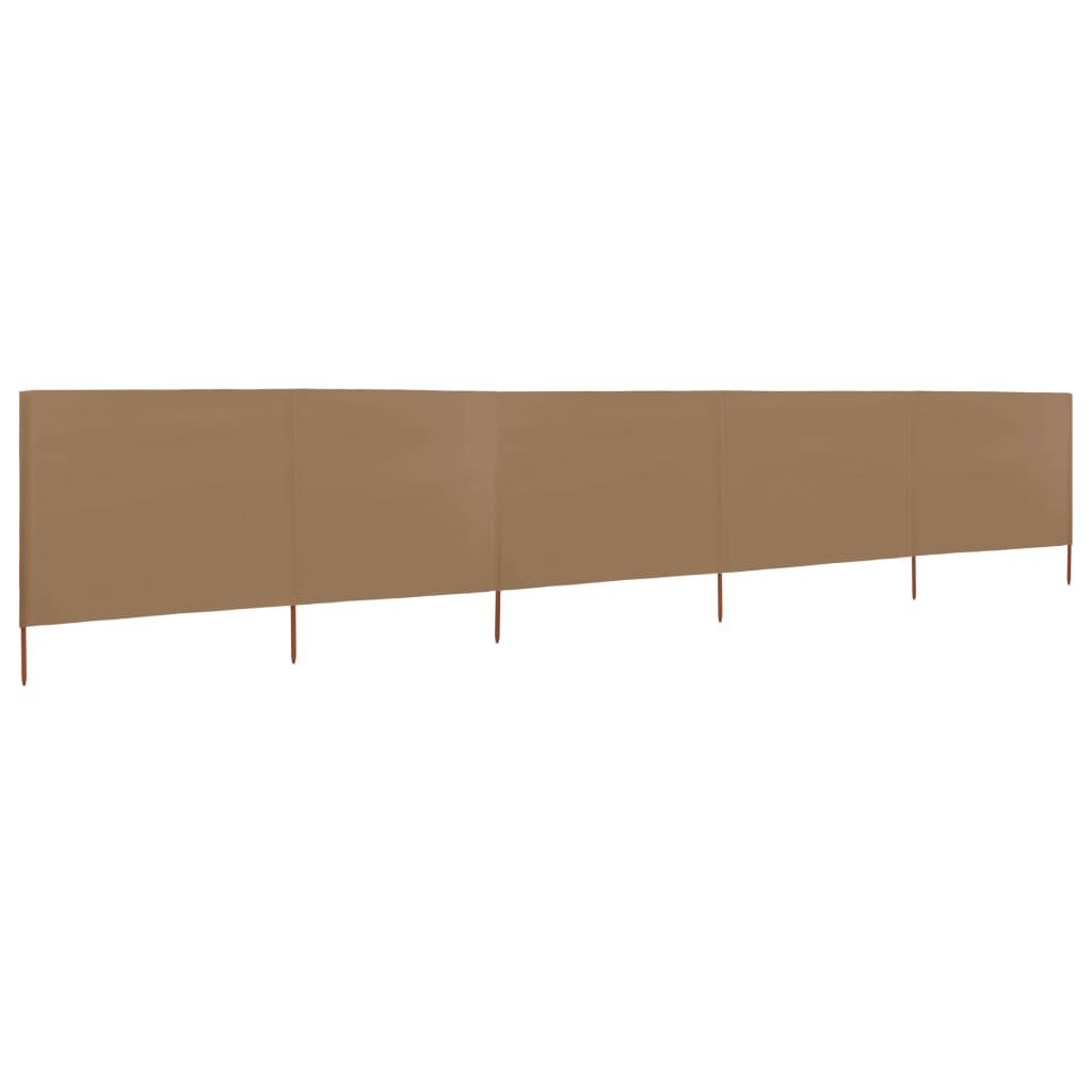 vidaXL 5-panel Wind Screen Fabric 600x80 cm Taupe
