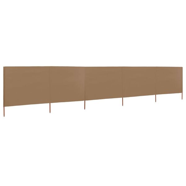 vidaXL 5-panel Wind Screen Fabric 600x80 cm Taupe