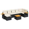 vidaXL 7 Piece Garden Sofa Set with Cushions Black Poly Rattan