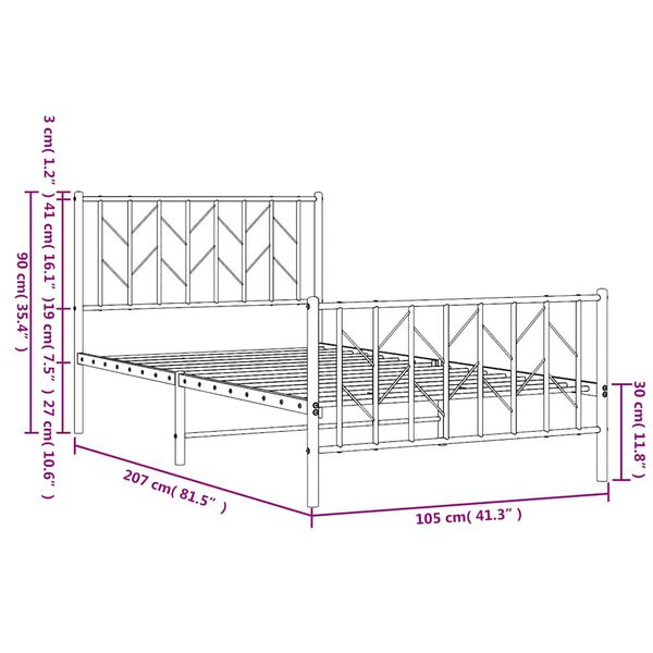 vidaXL Metal Bed Frame without Mattress with Footboard Black 100x200cm