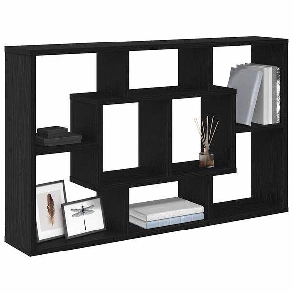 vidaXL Wall Shelf Black oak 85 x 16 x 52.5 cm Engineered wood
