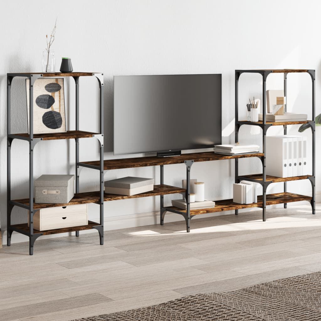 vidaXL TV Cabinet Smoked Oak 206.5x28.5x95 cm Engineered Wood