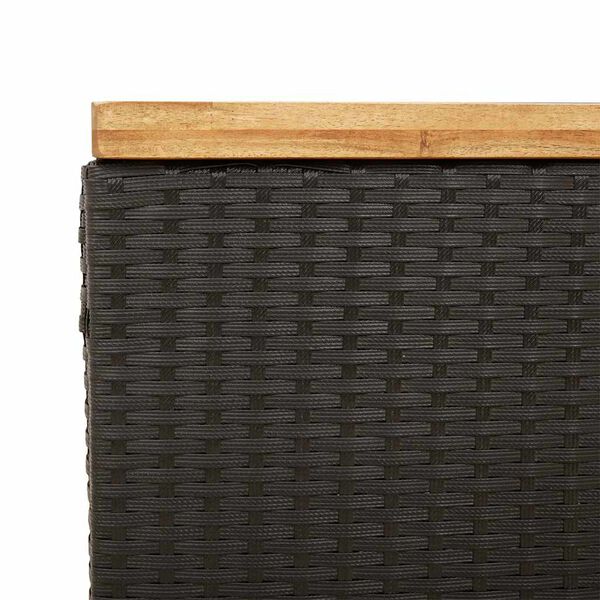 vidaXL Garden Storage Box Black 80x40x48 cm Poly Rattan Acacia Wood
