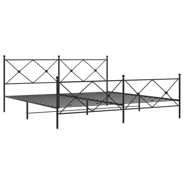 vidaXL Metal Bed Frame without Mattress with Footboard Black 193x203cm