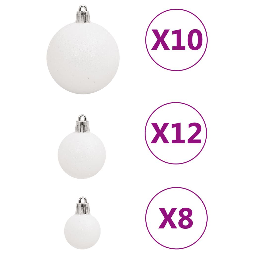 vidaXL 111 Piece Christmas Bauble Set White Polystyrene