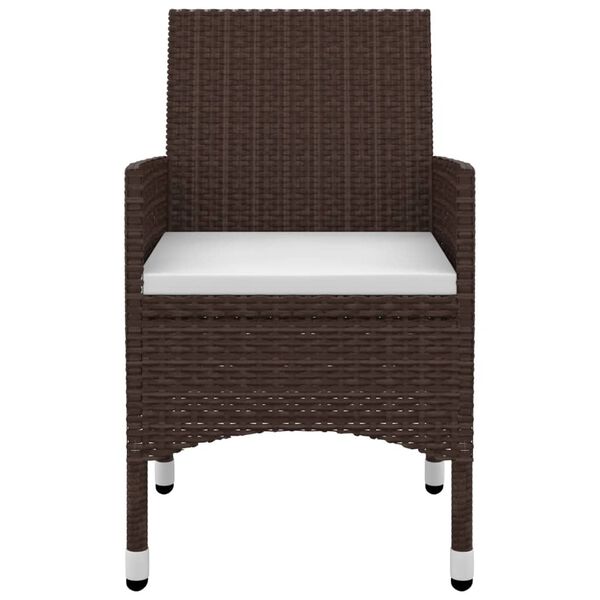 vidaXL 3 Piece Garden Dining Set with Cushions Poly Rattan and Glass
