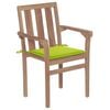 vidaXL Garden Chairs 2 pcs with Bright Green Cushions Solid Teak Wood