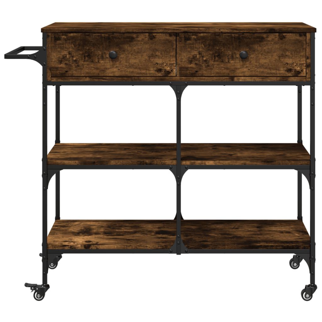 vidaXL Kitchen Trolley Smoked Oak 105x42x95 cm Engineered Wood
