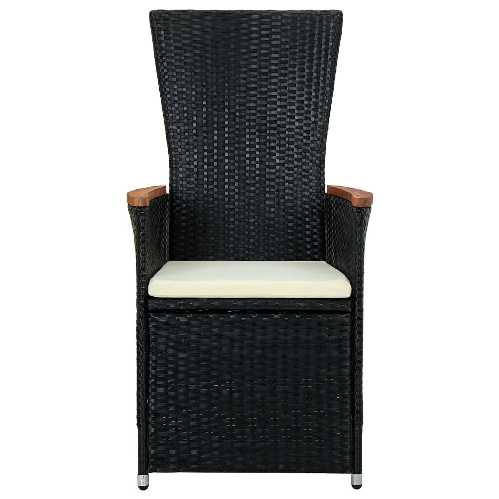 vidaXL 9 Piece Outdoor Dining Set with Cushions Poly Rattan Black