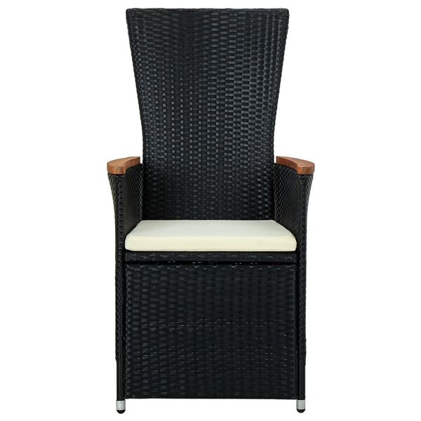 vidaXL 9 Piece Outdoor Dining Set with Cushions Poly Rattan Black