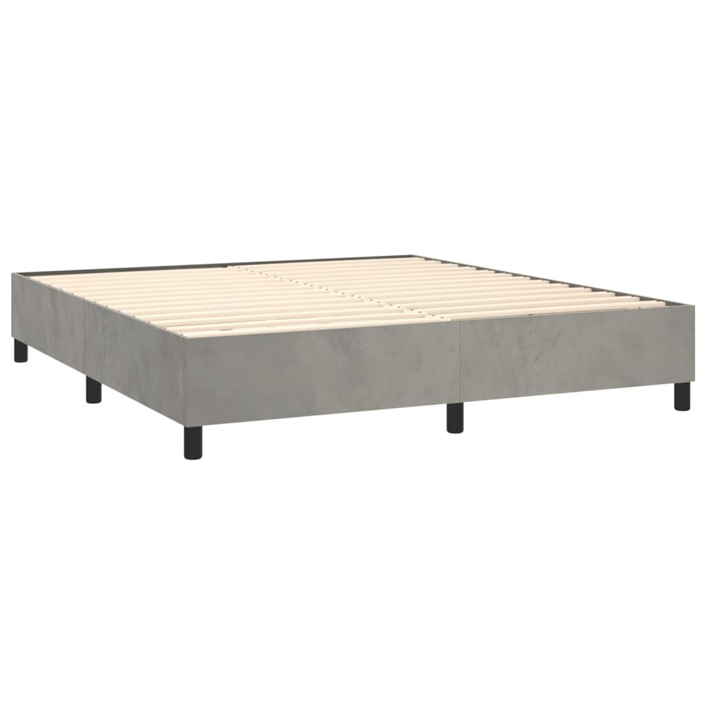 vidaXL Box Spring Bed with Mattress Light Grey 193x203 cm King Velvet