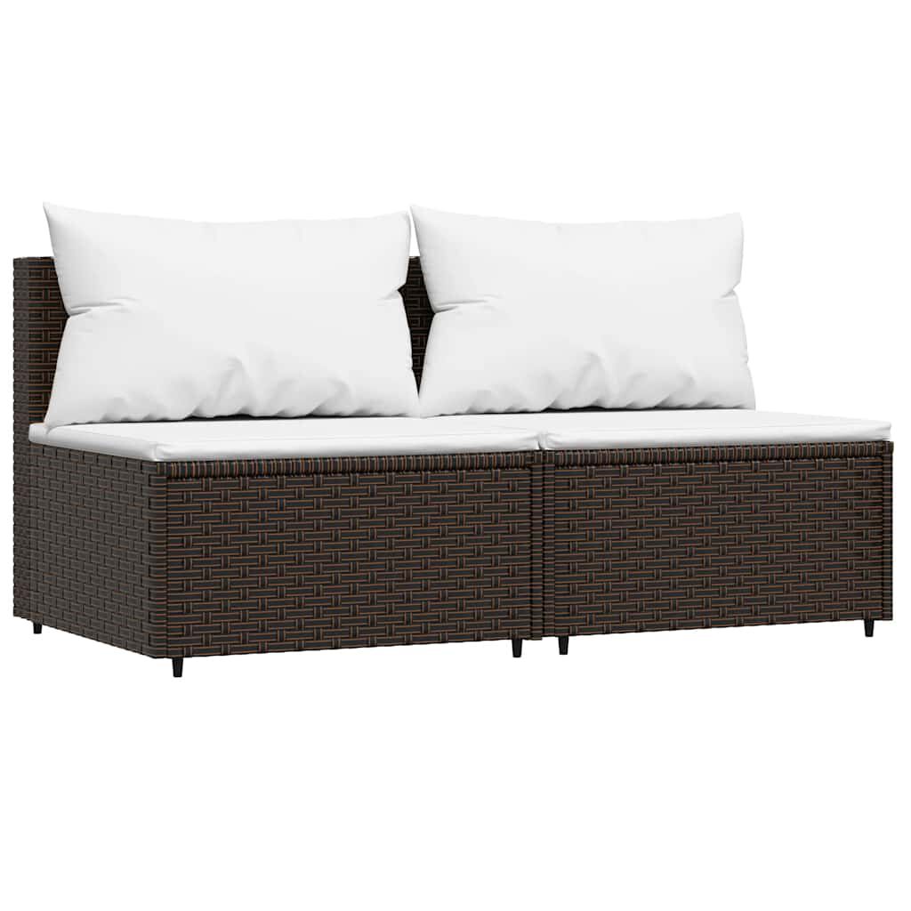 vidaXL 3 Piece Garden Lounge Set with Cushions Brown Poly Rattan