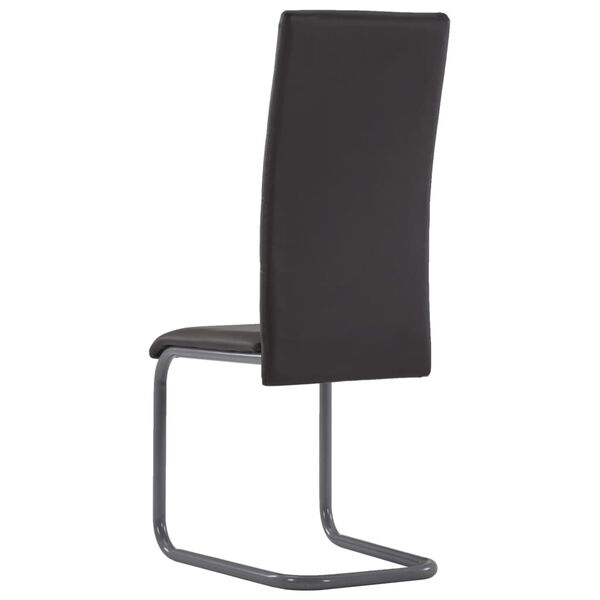 vidaXL Cantilever Dining Chairs 4 pcs Brown Faux Leather