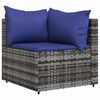 vidaXL Garden Corner Sofas with Cushions 2 pcs Grey Poly Rattan