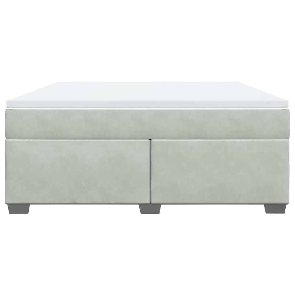 vidaXL Box Spring Bed with Mattress Light Grey King Velvet