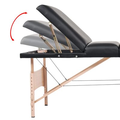vidaXL 3-Zone Folding Massage Table 10 cm Thick Black