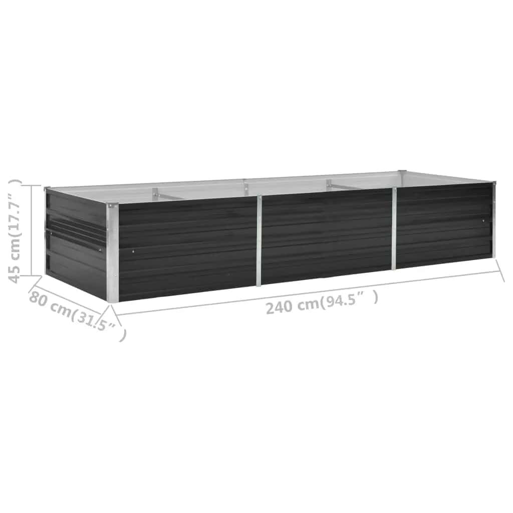vidaXL Garden Raised Bed Anthracite 240x80x45 cm Galvanised Steel