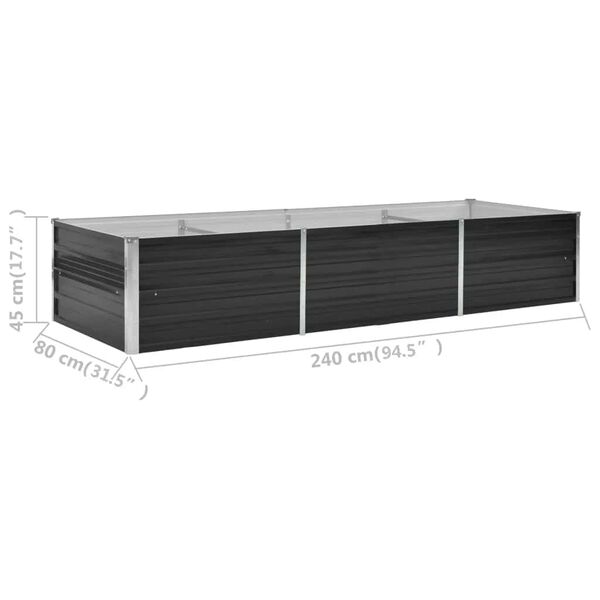 vidaXL Garden Raised Bed Anthracite 240x80x45 cm Galvanised Steel