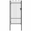 vidaXL Fence Gate Single Door with Arched Top Steel 1x2 m Black