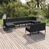 vidaXL 9 Piece Garden Lounge Set with Cushions Poly Rattan Black