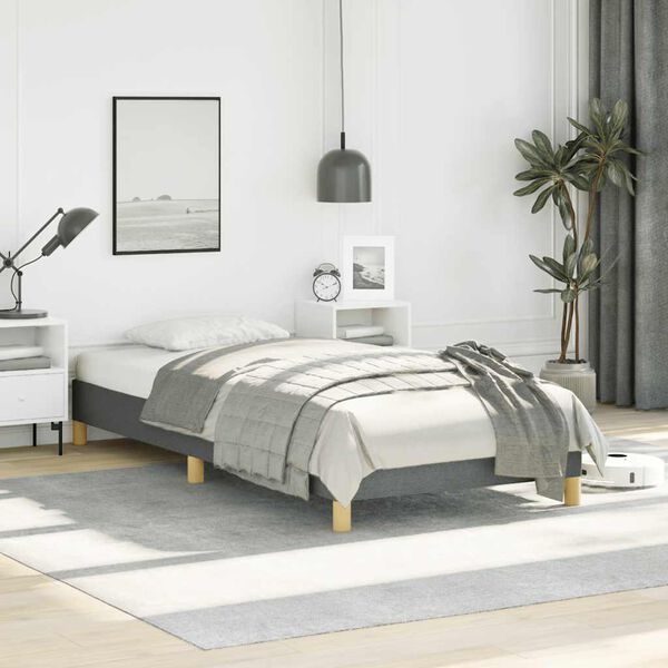 vidaXL Bed Frame without Mattress Dark Grey 100x190 cm Twin Fabric