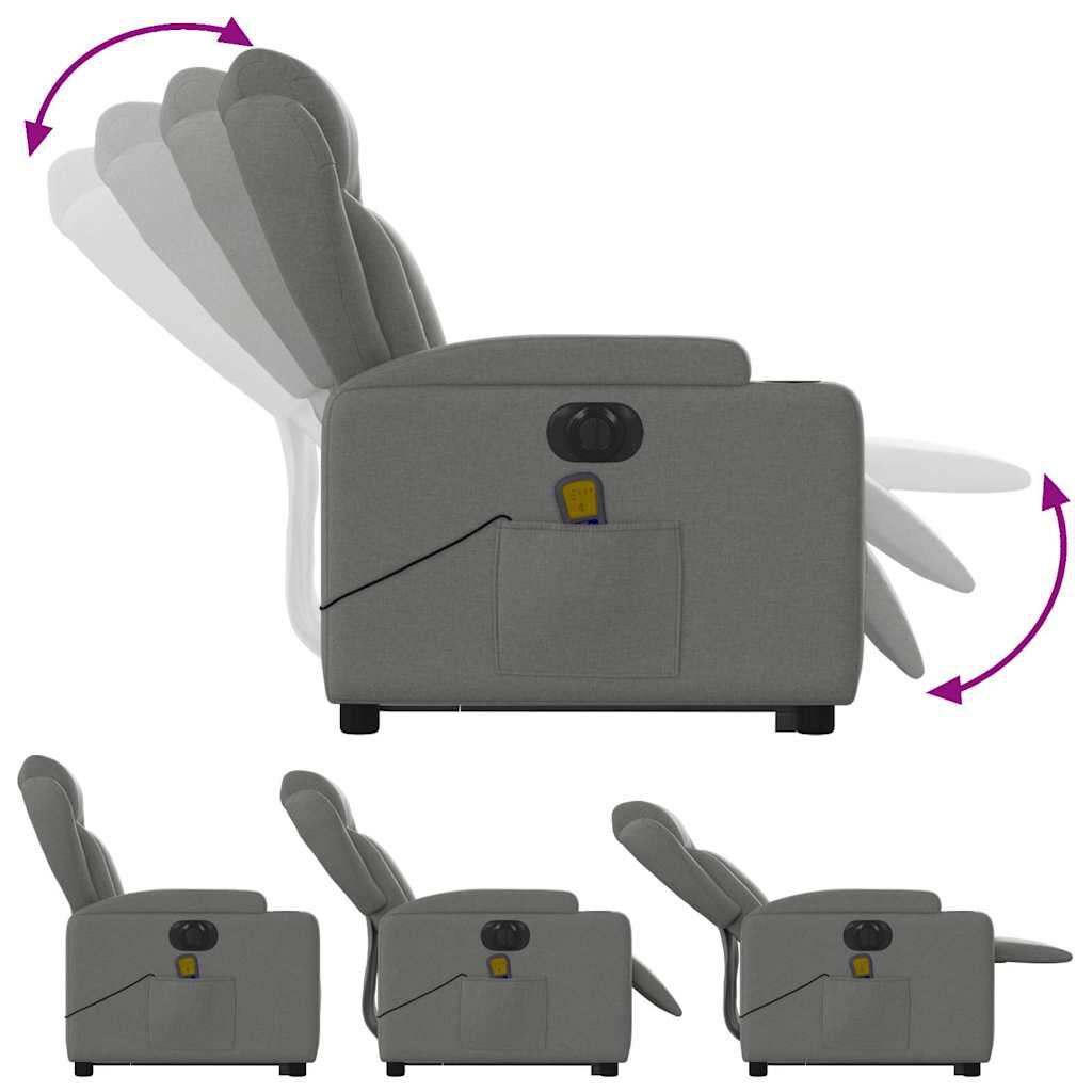 vidaXL Electric Stand up Massage Recliner Chair Dark Grey Fabric