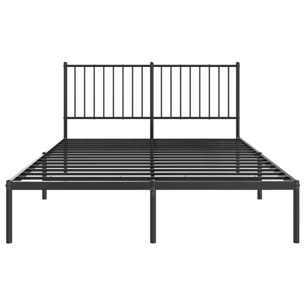 vidaXL Metal Bed Frame without Mattress with Headboard Black 135x190cm