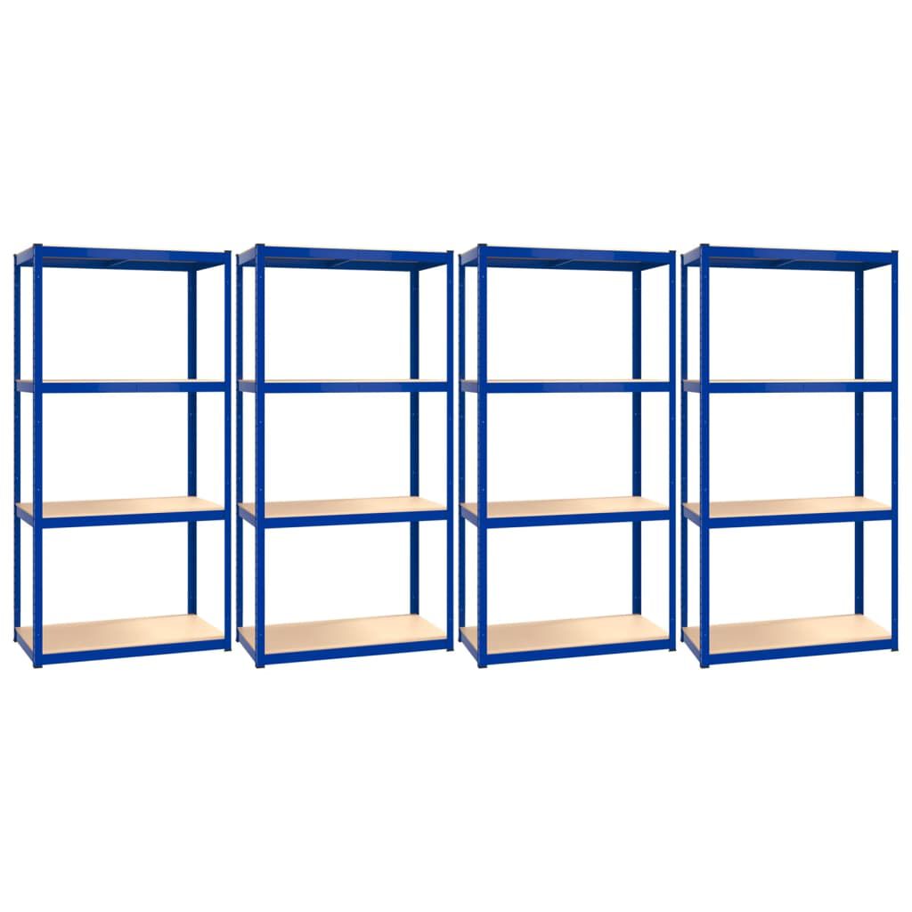 vidaXL 4-Layer Shelves 4 pcs Blue Steel&Engineered Wood