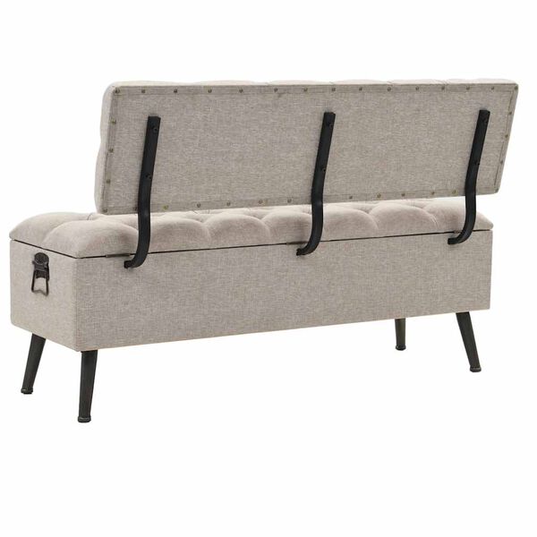 vidaXL Storage Bench with Backrest 110 cm Cream Fabric