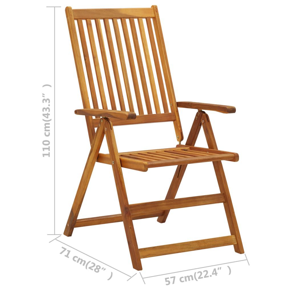 vidaXL Garden Reclining Chairs 3 pcs Solid Acacia Wood
