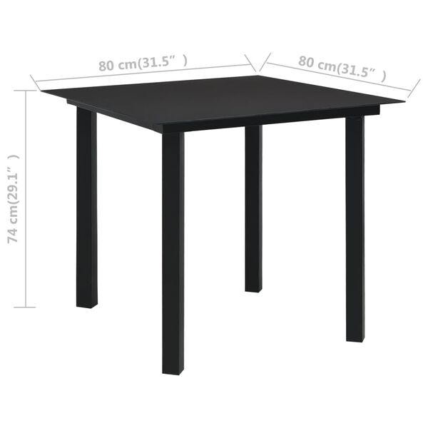 vidaXL 3 Piece Garden Dining Set Black Glass and Steel