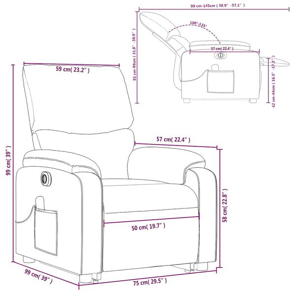 vidaXL Electric Stand up Massage Recliner Chair Cream Fabric