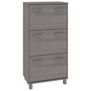 vidaXL Shoe Cabinet HAMAR Light Grey 59.5x35x117 cm Solid Wood Pine