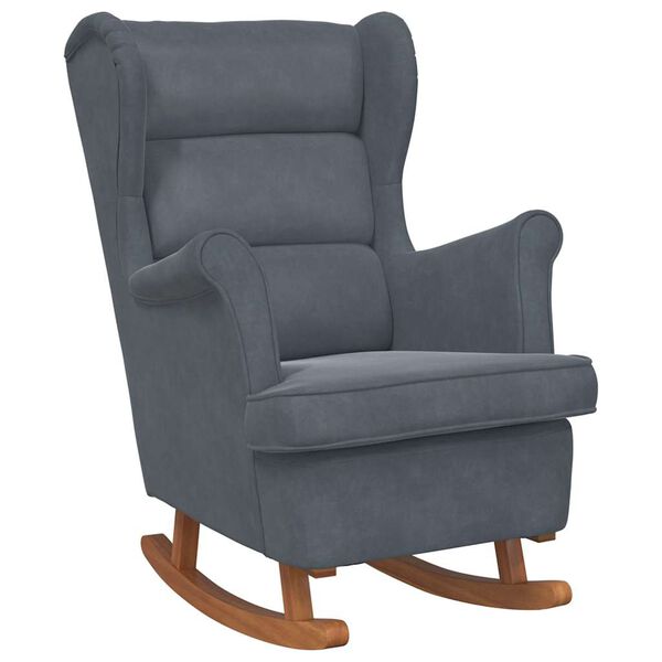 vidaXL Rocking Chair Wingback Dark Grey Velvet and Solid Wood
