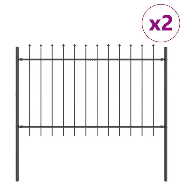 vidaXL Garden Fence 2 pcs Grey 3.4 x 1.2 m Powder-coated Steel