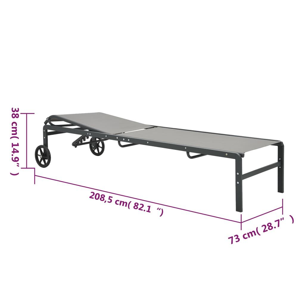 vidaXL Sun Loungers 2 pcs with Table Textilene and Steel