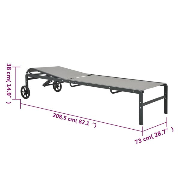 vidaXL Sun Loungers 2 pcs with Table Textilene and Steel