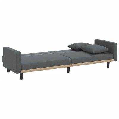 vidaXL Sofa Bed with Cushions Dark Grey Fabric